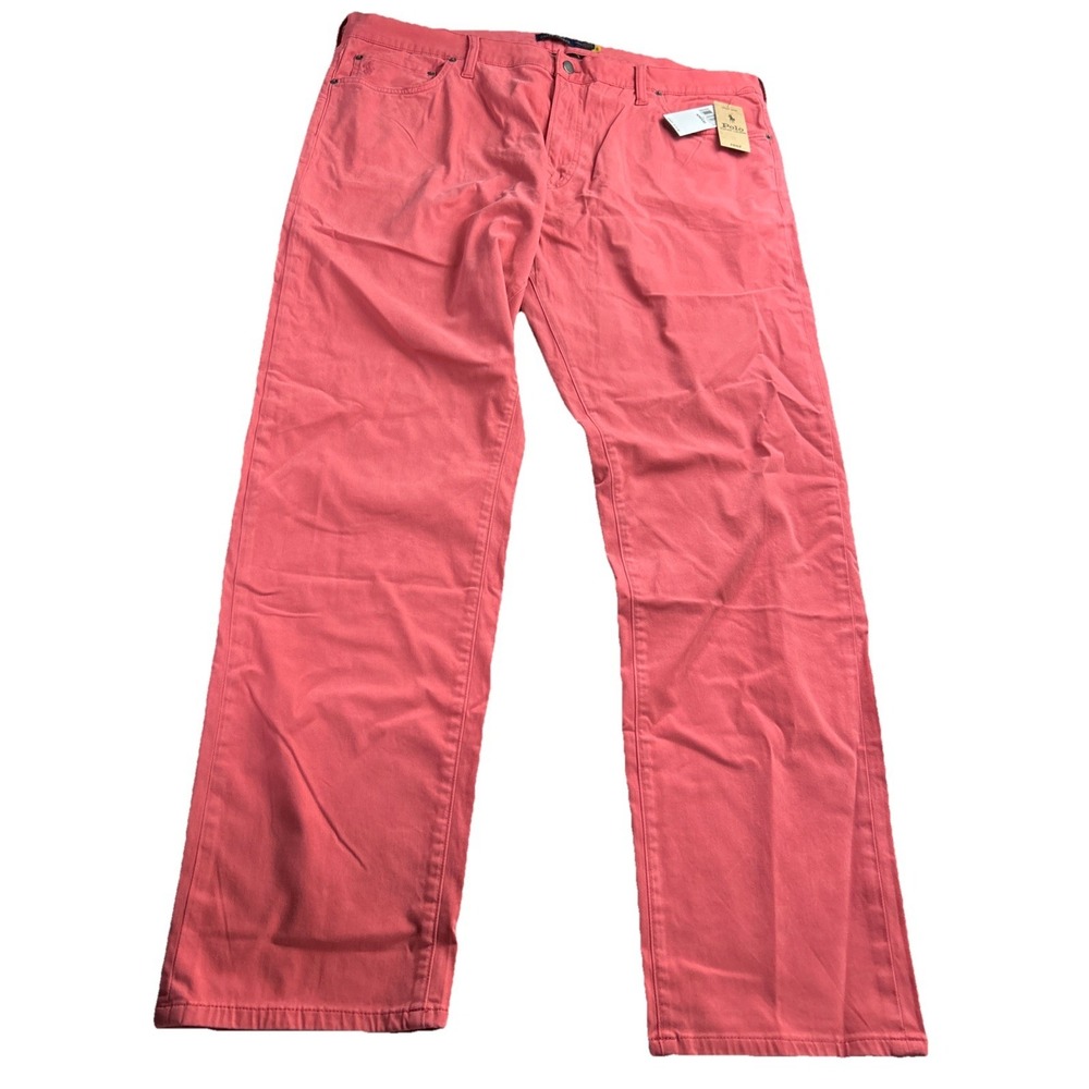 Polo Ralph Lauren Pants Mens The Varick Slim Straight‎ 42Bx32 Pink Stretch